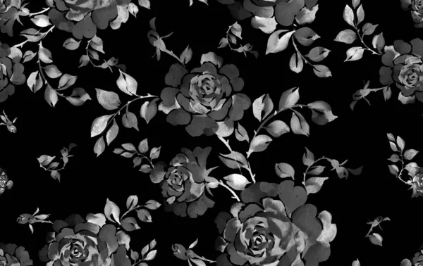 Luxury floral background made of watercolor roses. Seamless pattern.  Hand drawn flowers. Botanical decorative ornament.