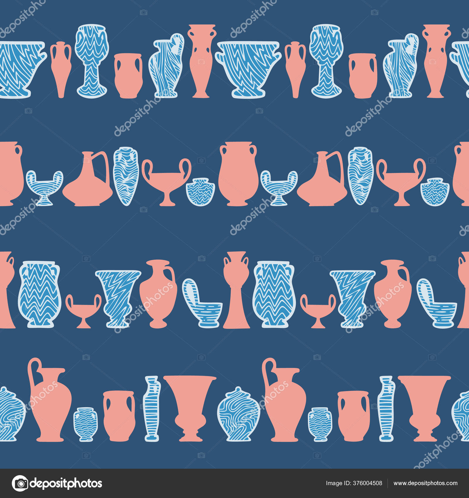 Padrão Sem Costura Abstrato Com Vasos Antigos Objetos ...
