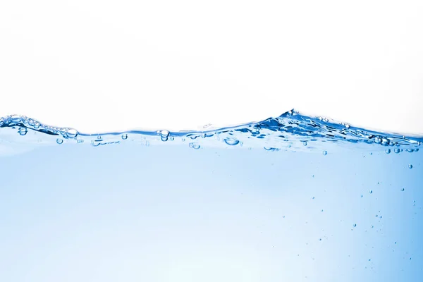 Сині хвилі води і бульбашки на білому тлі — стокове фото