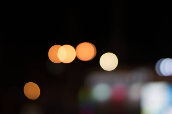 Bokeh from multiple colored lights at night