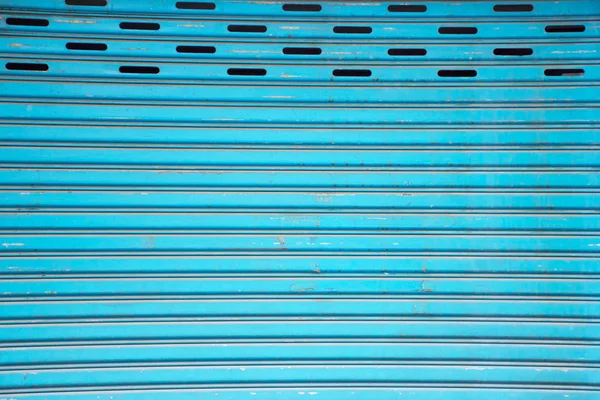 Kék acél tolóajtó. Zár szerkezete. — Stock Fotó