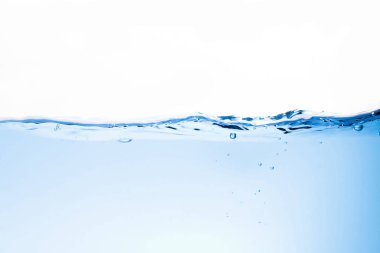 Su dalgaları ve içme suyu için berrak mavi kabarcıklar