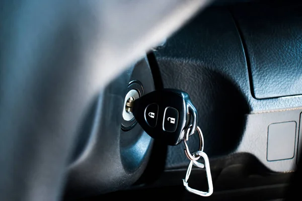 Car Keys Start Combustion Modern Cars Car Key Keyhole — Stock Photo, Image