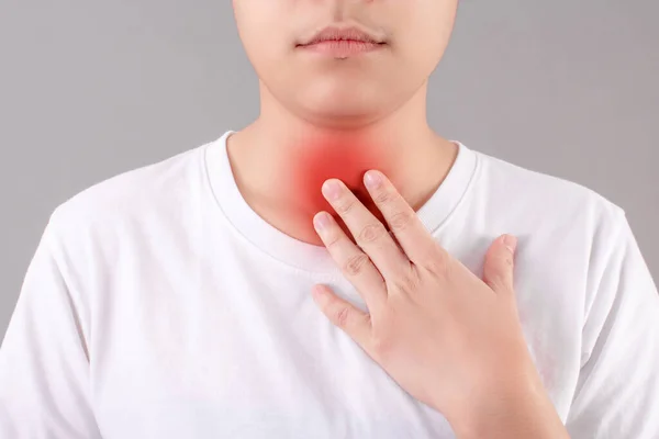 Imágenes Cerca Personas Asiáticas Que Usan Camisas Blancas Con Dolor — Foto de Stock