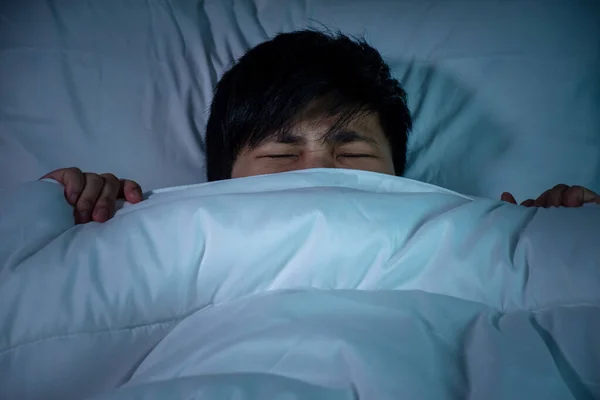 Gli Asiatici Svegliavano Notte Non Riuscivano Dormire Sentivano Irritati Ansiosi — Foto Stock