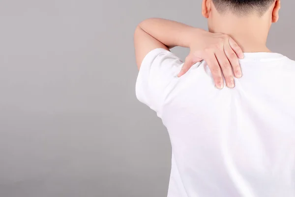 Asian People Have Shoulder Pain Copy Space Text — Stock Photo, Image