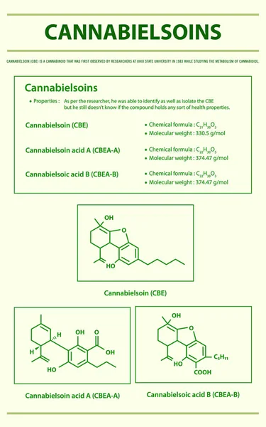 Cannabielsoin Cbe Mit Strukturformeln Cannabis Vertikale Infografische Illustration Über Cannabis — Stockvektor