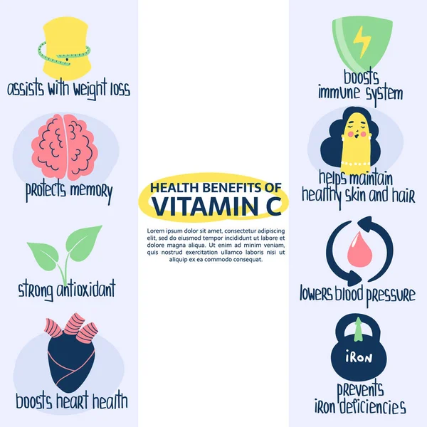 Beneficios _ vitaminaC — Vector de stock