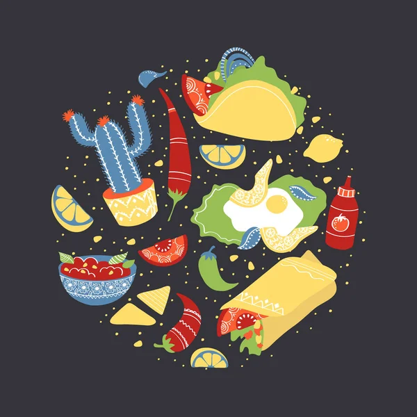 Comida mexicana — Vector de stock