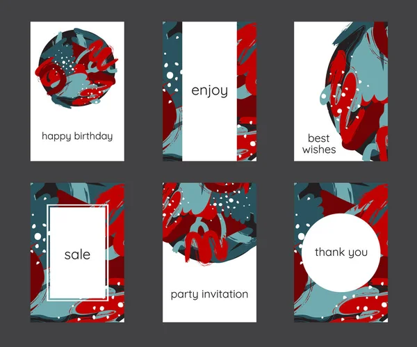Uppsättning Färgglada Handritade Universella Kort Och Affischer Bra Textur Design — Stock vektor