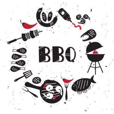 Barbekü öğeleri kümesi