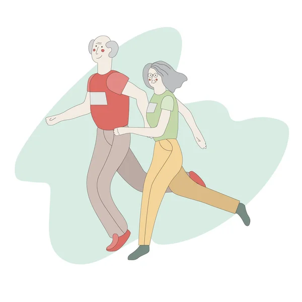 Active retired couple running — 스톡 벡터