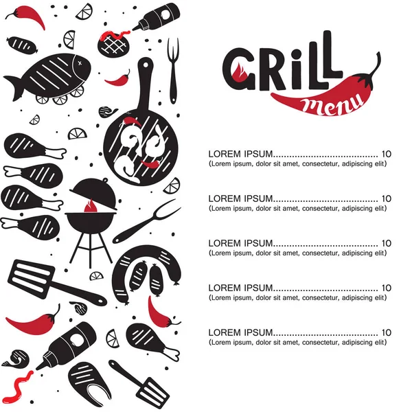 Menú GRILL blanco — Vector de stock