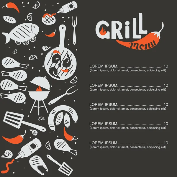 Dark grill menu — Stock Vector