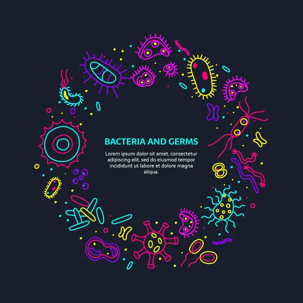 Banner de bactérias e germes — Vetor de Stock