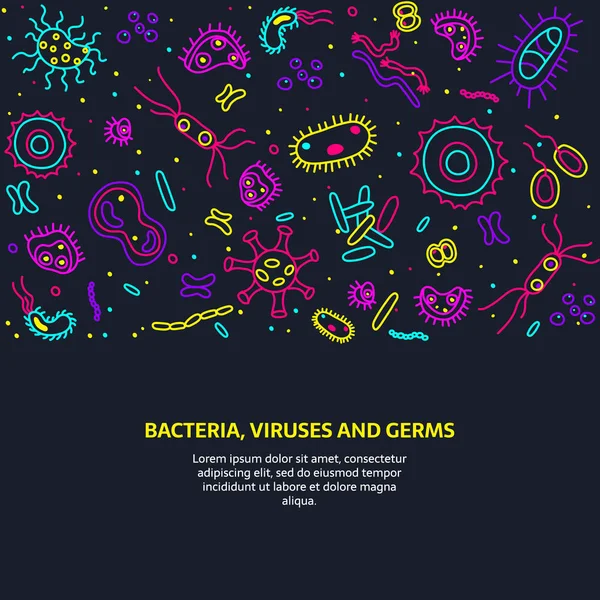 Germes, bactérias e vírus — Vetor de Stock