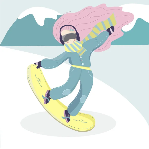 Kobieta snowboardzista — Wektor stockowy