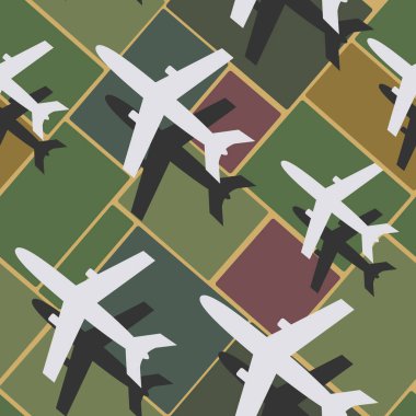 Fields üzerinde uçaklar ile seyahat örüntüsü. Uçaklı Kusursuz Desen.