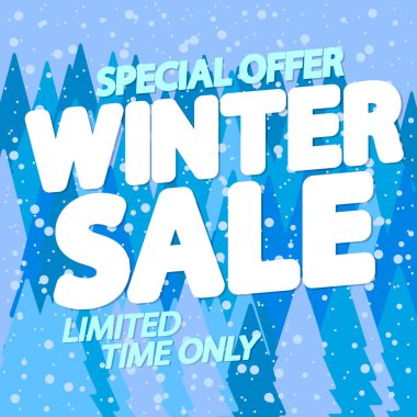 Kış Satışı, poster tasarım şablonu, özel teklif, vektör illüstrasyonu