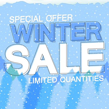 Kış Satışı, poster tasarım şablonu, özel teklif, vektör illüstrasyonu