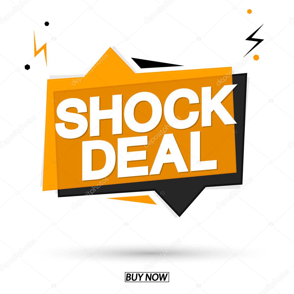 Shock Deal, sale speech bubble banner design template, discount tag, app icon, vector illustration