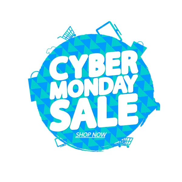 Cyber Monday Sale Modelo Design Banner Tag Desconto Escova Grunge — Vetor de Stock