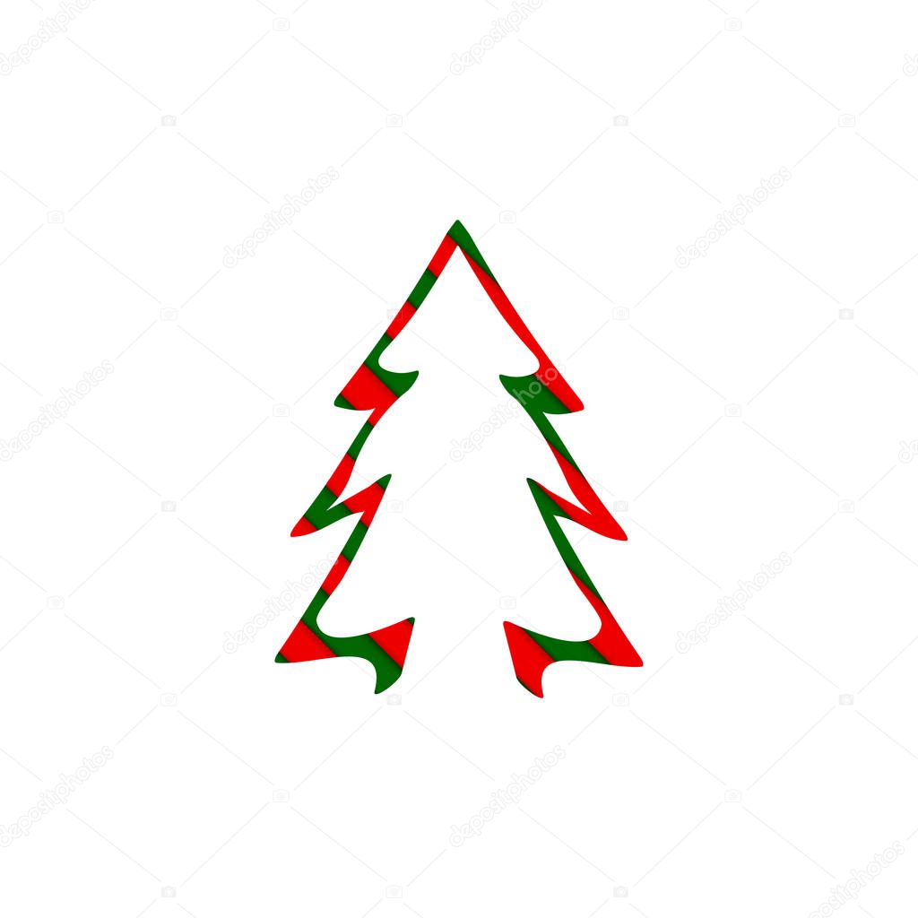 Christmas Tree icon, Xmas fir sticker design template, vector illustration