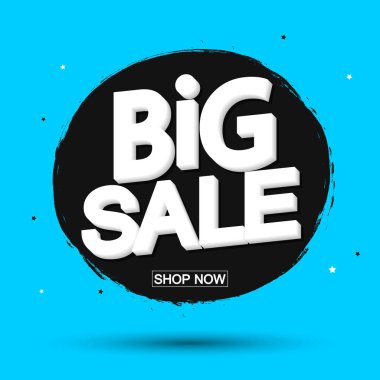 Büyük indirim, pankart tasarım şablonu, indirim etiketi, grunge fırçası, vektör illüstrasyonu