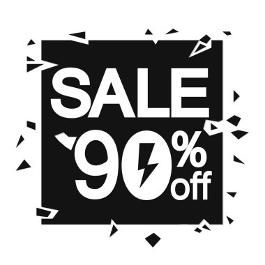Flaş Satış% 90 indirimli, pankart tasarım şablonu, indirim etiketi, vektör illüstrasyonu