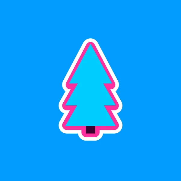 Christmas Tree Icon Xmas Fir Sticker Design Template Vector Illustration — ストックベクタ
