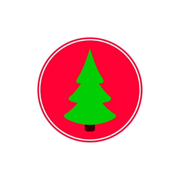 Icono Del Árbol Navidad Plantilla Diseño Pegatina Abeto Navidad Ilustración — Vector de stock