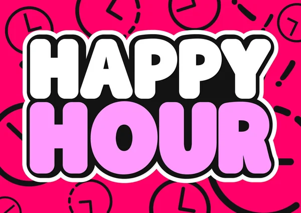 Happy Hour Sale Tag Poster Design Template Discount Isolated Sticker — Stock Vector