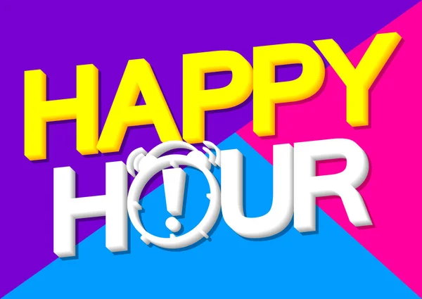 Happy Hour Sale Tag Poster Design Template Discount Isolated Sticker — Stock Vector