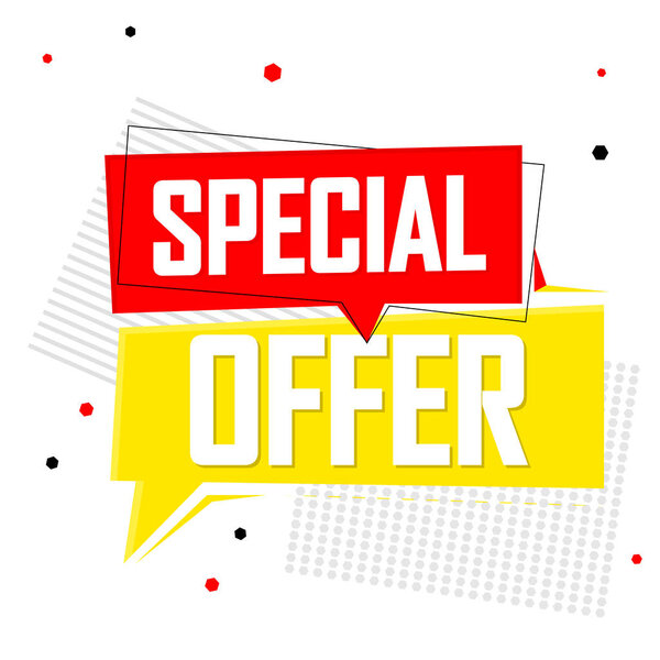 Special Offer, sale banner design template, discount speech bubble tag, app icon, vector illustration