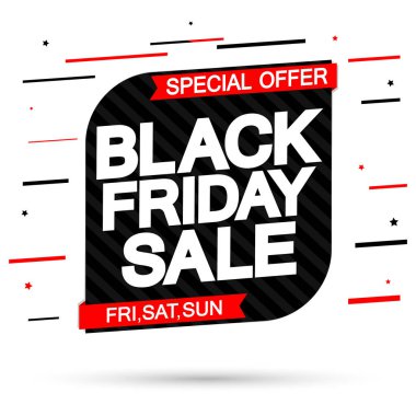 Kara Cuma Satışı, pankart tasarım şablonu, indirim etiketi, özel teklif, uygulama simgesi, vektör illüstrasyonu