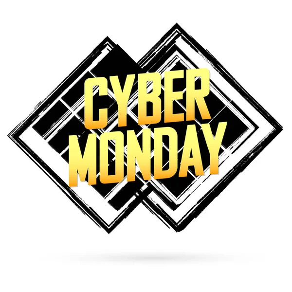 Cyber Monday Sale Banner Design Template Discount Tag Grunge Brush — Stockvektor