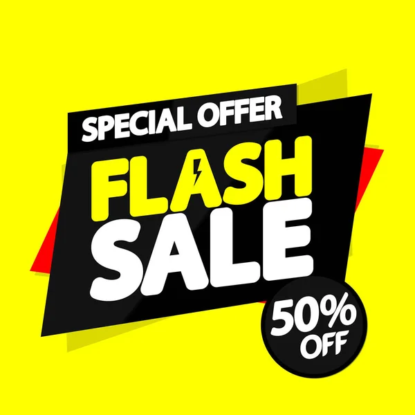 Flash Sale Korting Banner Design Template Korting Tag Speciale Aanbieding — Stockvector