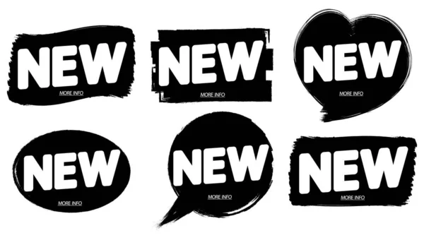 Definir Novo Modelo Design Banners Etiquetas Promo Escova Grunge Ilustração — Vetor de Stock