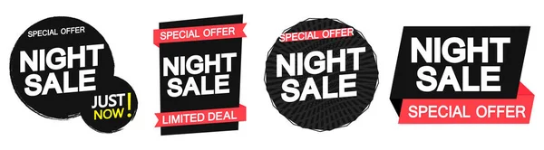 Set Night Sale Banners Discount Tags Design Template Special Offer — 스톡 벡터