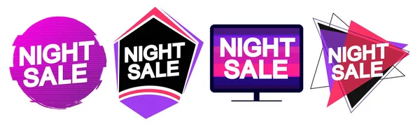 Set Night Sale Banners Discount Tags Design Template Vector Illustration — 스톡 벡터