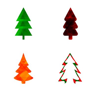 Simge Noel ağacı, Xmas köknar sembolleri, grafik tasarım şablonu, uygulama simgeleri, vektör illüstrasyonunu ayarla