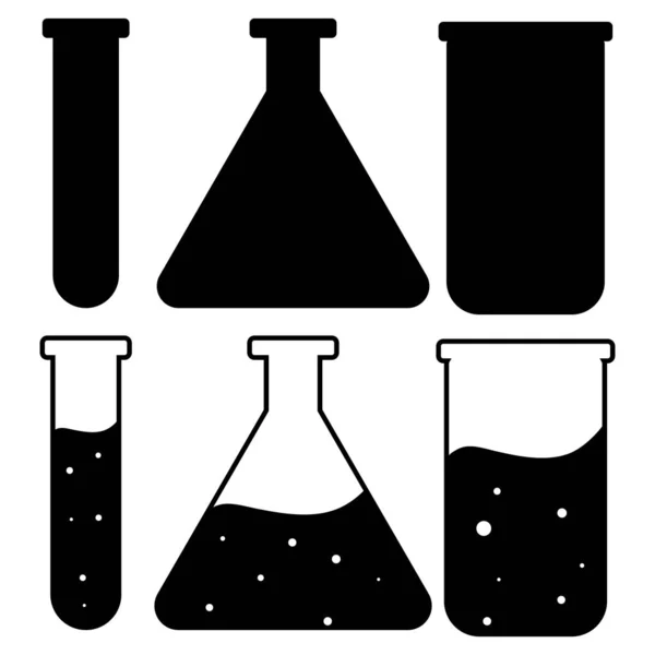 Zestaw Ikon Kolby Chemicznej Szablon Projektu Graficznego Szkło Laboratoryjne Ilustracja — Wektor stockowy