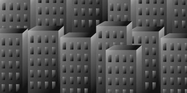 Yaratıcı geometrik şehir arka planı, şehir tarzı poster tasarımı şablonu, iniş sayfası, soyut kasaba, web pankartı, vektör ilüstrasyonu