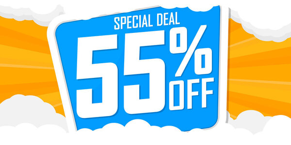 Summer Sale 55% скидка, дизайн плаката, скидочный баннер, спецпредложение, векторная иллюстрация
