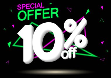 Satış% 10 indirim, poster tasarım şablonu, özel teklif, vektör illüstrasyon