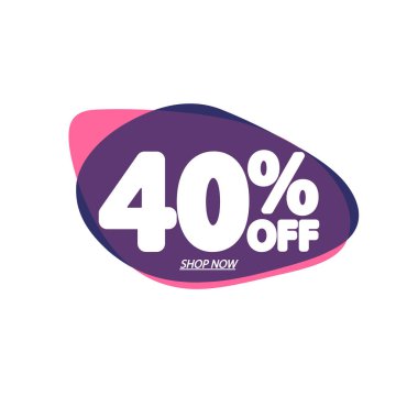 İndirim% 40 indirimli, pankart tasarımı şablonu, indirim etiketi, vektör illüstrasyonu