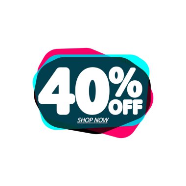 İndirim% 40 indirimli, pankart tasarımı şablonu, indirim etiketi, vektör illüstrasyonu
