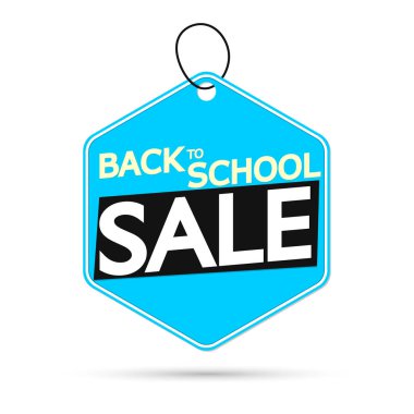 Okul satışına dönüş, etiket, indirimli bayrak tasarım şablonu, vektör illüstrasyonu