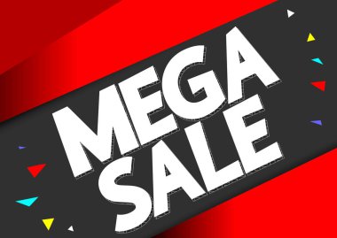Mega satış, indirim poster tasarım şablonu, özel teklif, vektör illüstrasyon