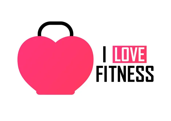 Love Fitness Logo Design Mall Hantel Ikon Sport Klubbsymbol Vektor — Stock vektor